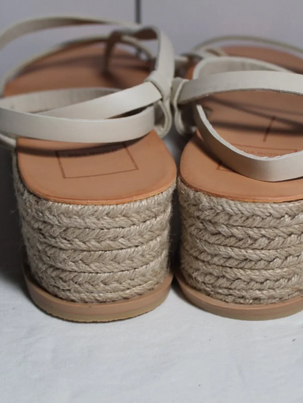 NWB Dolce Vita Ivory Stella Lorey Wedge Espadrille Sandals Ankle Strap 7.5